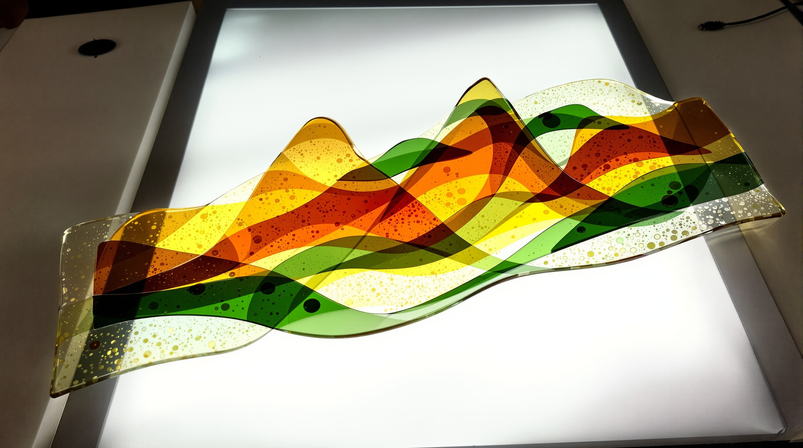 Kiln-formed fused glass landscape art