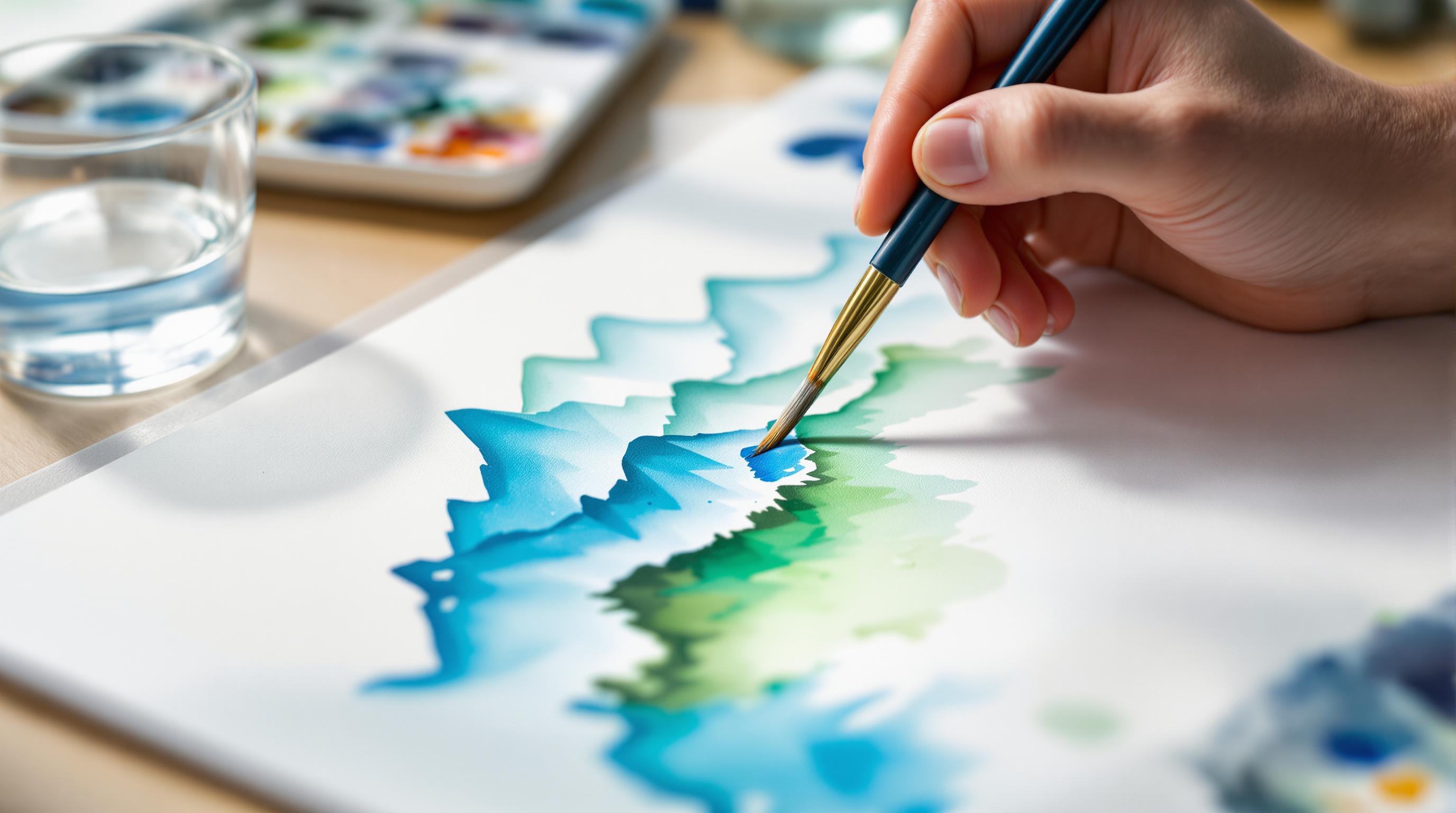 Watercolor painting in progress at the Artists Studio